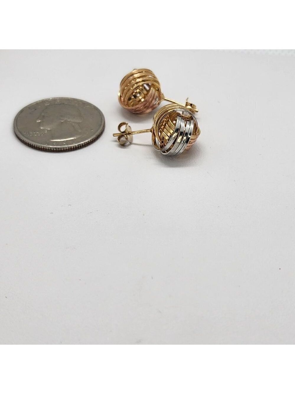 Brand New Brazilian 18k Gold Filled Love Knot Tri Color Earring - Picture 5 of 6